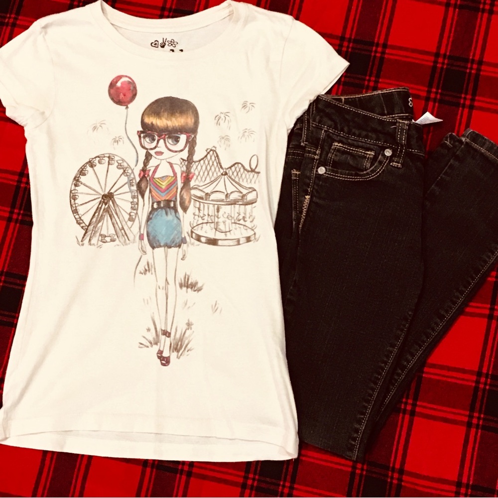 Balloon fair Ferris wheel girl school outfit top shirt - ballerina  deni…
